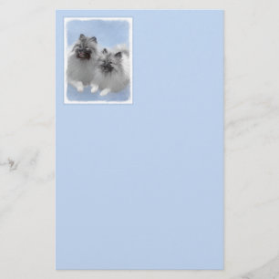 Papelería Keeshond Pair de Kees pintura animal original