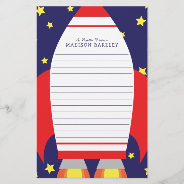 Papelería Kids Space Rocket Ship Cute (Anverso)