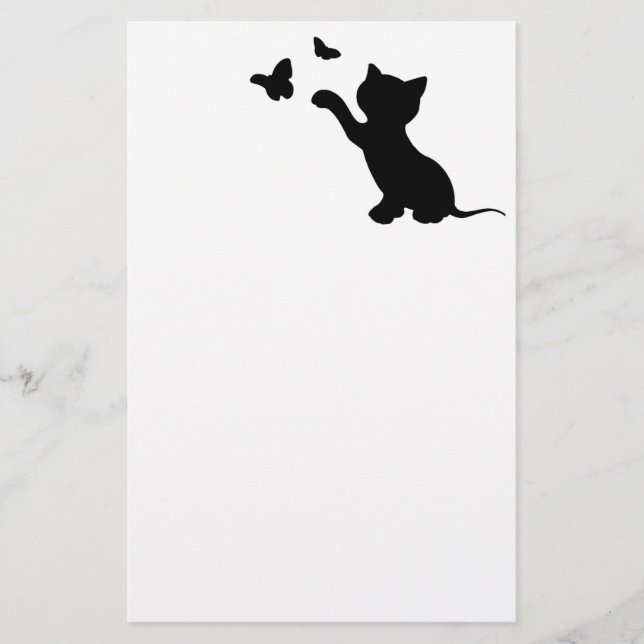 PAPELERÍA KITTEN JUGANDO CON MARIPOSAS (Anverso)