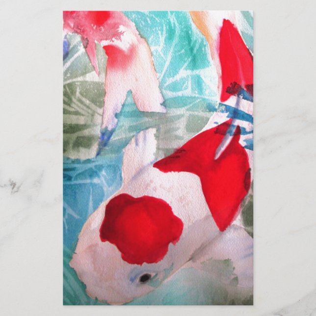 Papelería Kohaku Koi 2 arte acuático japonés (Anverso)