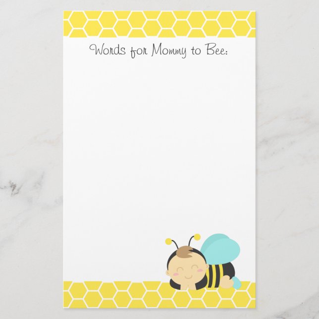 Papelería La abeja está para el bebé, manosea la abeja para (Anverso)