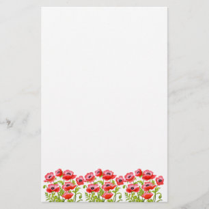 Papelería La amapola de jardín roja florece los efectos de