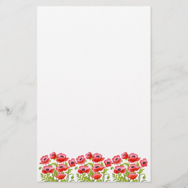 Papelería La amapola de jardín roja florece los efectos de (Anverso)