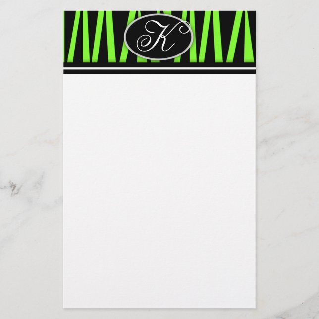 Papelería La cebra de la verde lima raya los efectos de (Anverso)