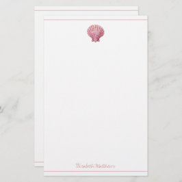 Papelería La concha rosada costera en blanco personalizado