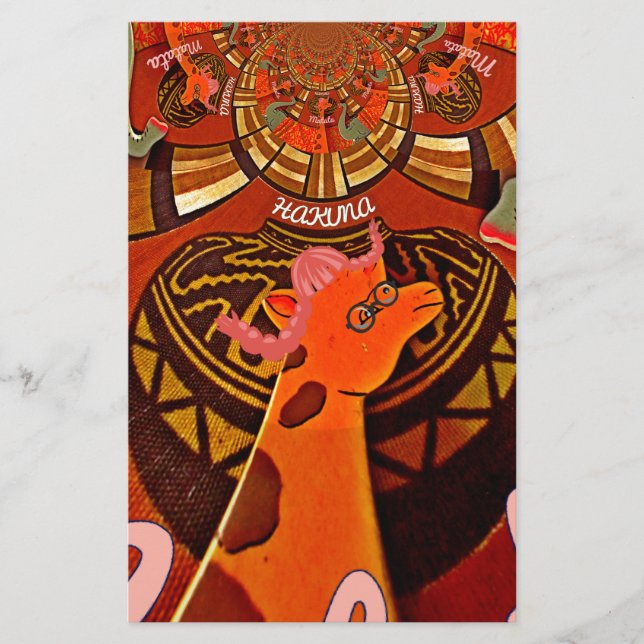 Papelería La elegante y divertida jirafa de estilo africano (Anverso)