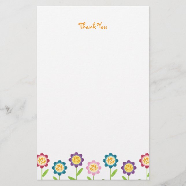 Papelería La fila enrrollada de la flor le agradece los (Anverso)