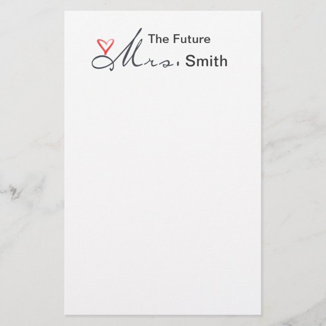 Papelería La futura Sra. - ¡personalizar el tuyo propio! (Anverso)