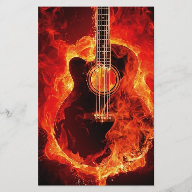 Papelería La guitarra ardiente, naranja flamea a la banda de (Anverso)