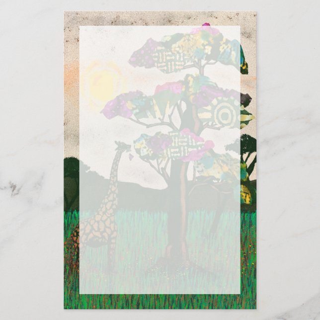 Papelería La jirafa sobre los aviones de África (Anverso)