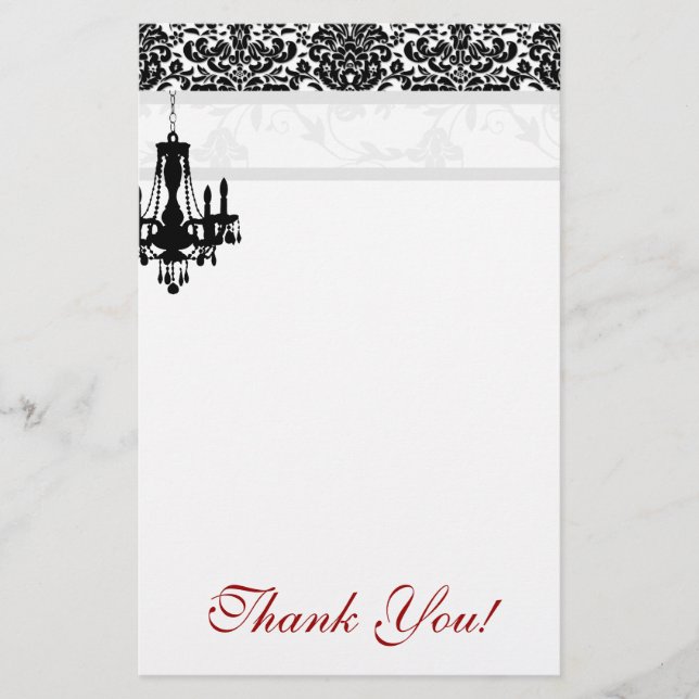 Papelería La lámpara le agradece damasco BW de los efectos (Anverso)