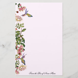 Papelería La madreselva de los pájaros del colibrí florece