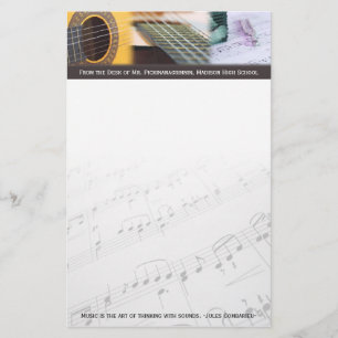 Papelería La música está pensando con la guitarra de los