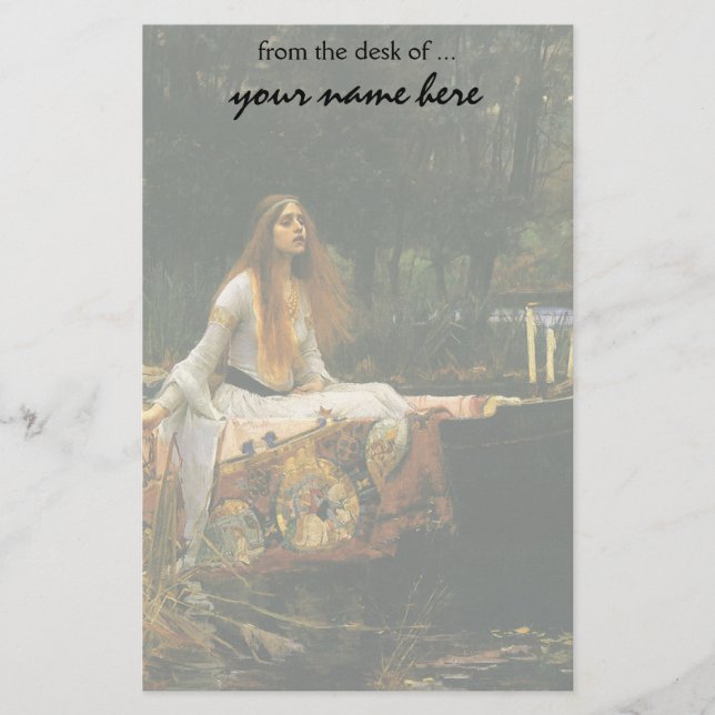 Papelería La señora de Shalott en el barco por el Waterhouse (Anverso)