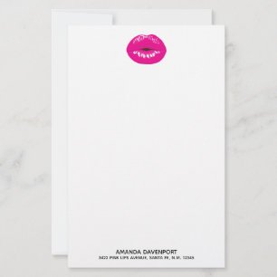 Papelería Labios rosa caliente ilustración glamurosa