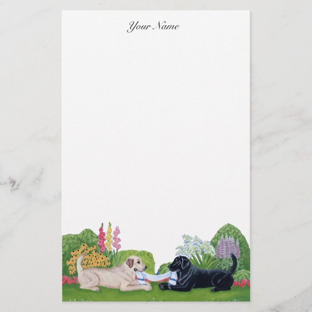 Papelería Labradors en la pintura del jardín (Anverso)