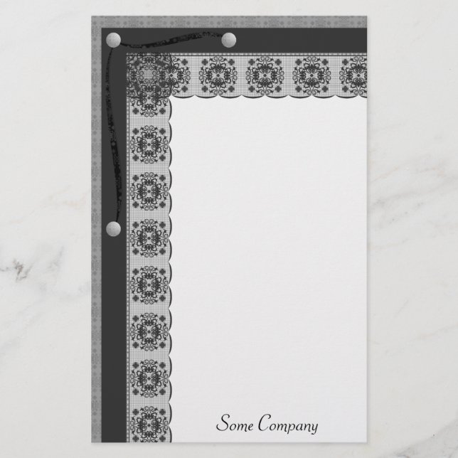 Papelería Lace De Snowflake Y Brads Set (Blanco Y Negro) (Anverso)