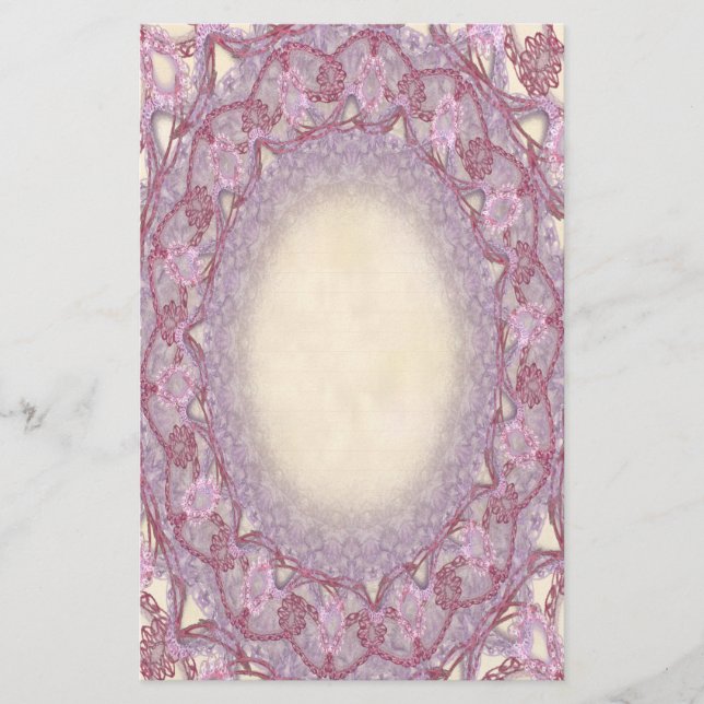 Papelería Lace rosa rosa con lino p2 Páginas de estantería (Anverso)