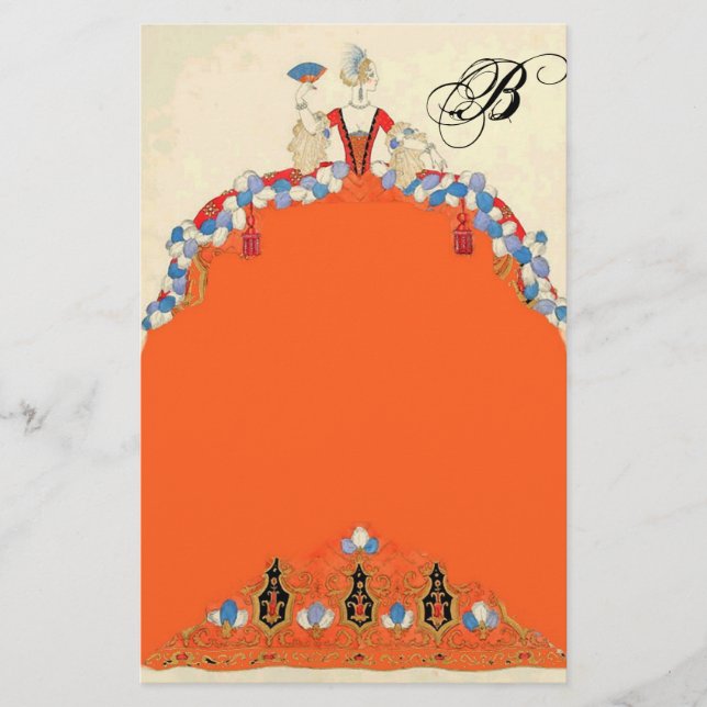 PAPELERÍA LADY NARANJA FASHION COSTUME DISEÑADOR MONOGRAM (Anverso)