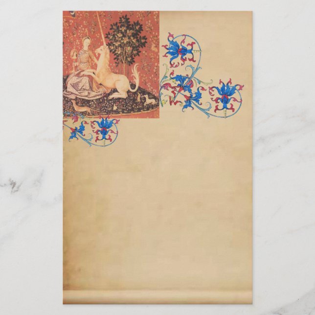 Papelería LADY, UNICORN, Pergamino Floral Antiguo (Anverso)