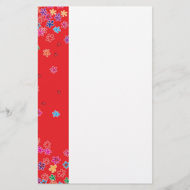 Papelería Ladybugs y flores retro (Anverso)