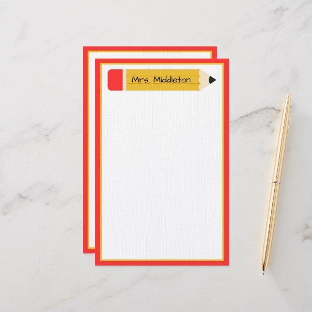 Papelería Lápiz Personalizado para Maestro (Anverso/Reverso In Situ)