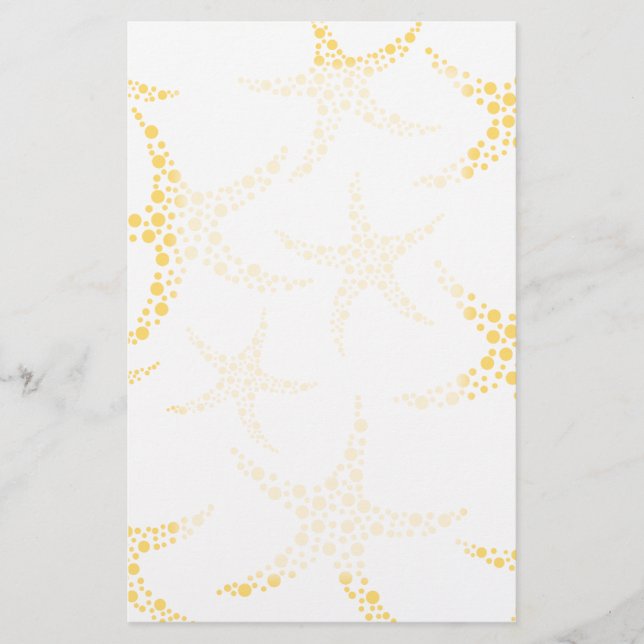 Papelería Las estrellas de mar modelan en amarillo y blanco (Anverso)