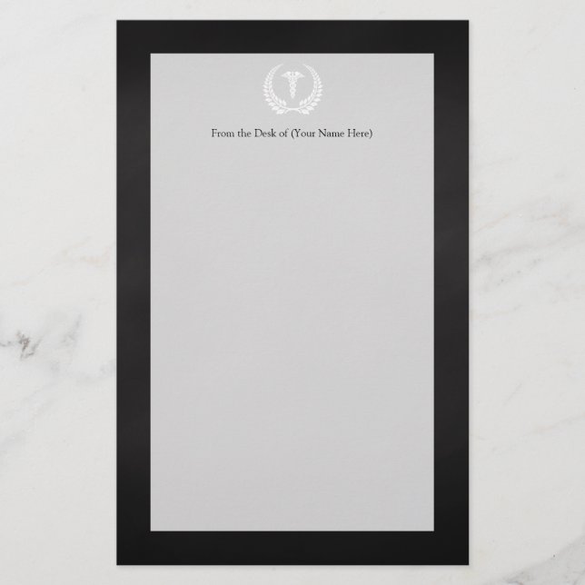 Papelería Laurel médico del caduceo (Anverso)