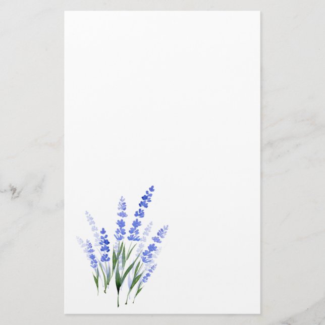 Papelería Lavanda de color de agua Bouquet (Anverso)