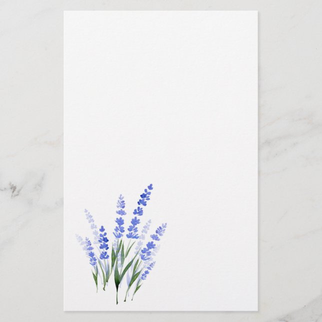 Papelería Lavanda de color de agua Bouquet (Anverso)
