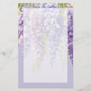 Papelería Lavanda púrpura acuarela glicinia floral lilac
