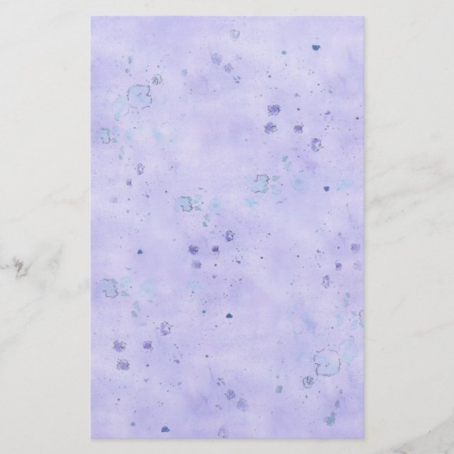 Papelería Lavender Watercolor Pastel Wash Spatter (Anverso)