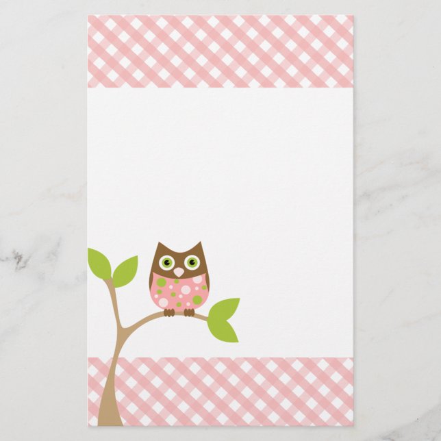 Papelería Lechuza Bebé Rosa (Anverso)
