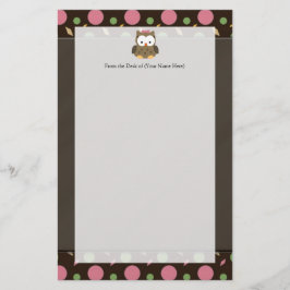 Papelería Lechuza pequeña con arco rosado