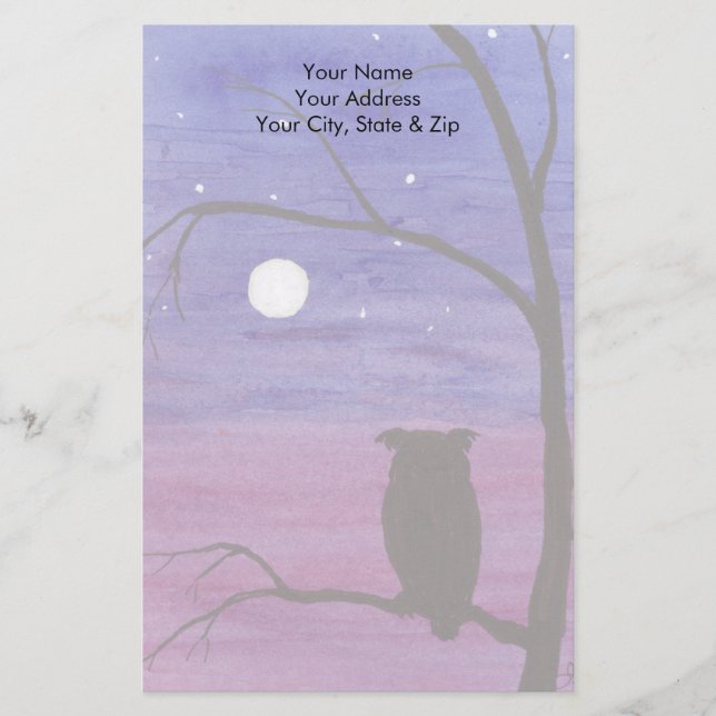Papelería Lechuza y luna llena (Anverso)