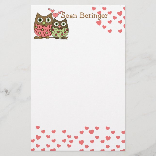 Papelería Lechuzas de amor (Anverso)