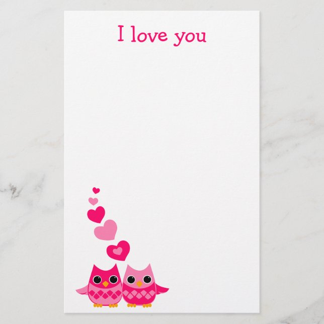 Papelería Lechuzas de amor dulces (Anverso)