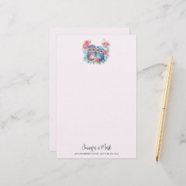 Papelería Lechuzas enamoradas sentadas en una rama de árbol