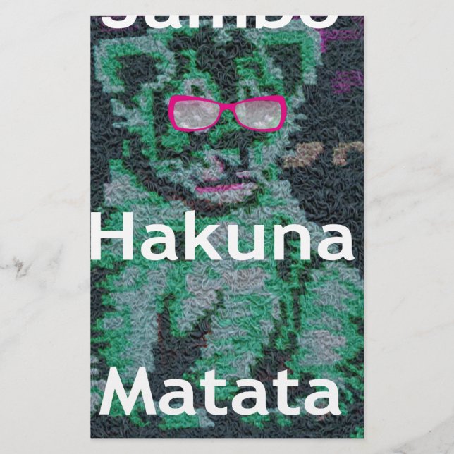 Papelería León verde con gafas rosas "Hakuna Matata" Arte (Anverso)
