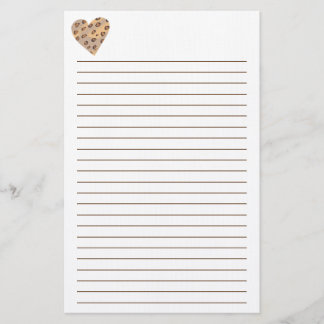 Papelería Leopard Sports Heart Lined Stationery
