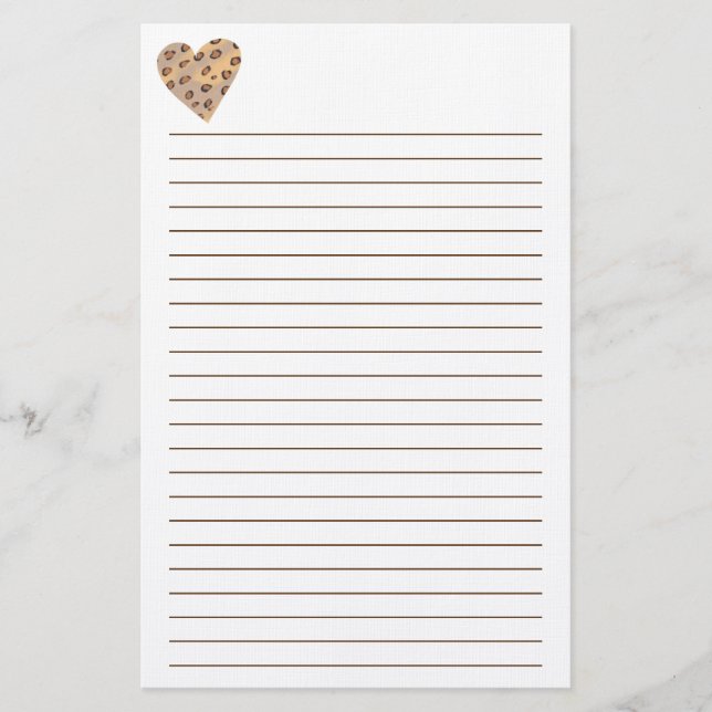 Papelería Leopard Sports Heart Lined Stationery (Anverso)