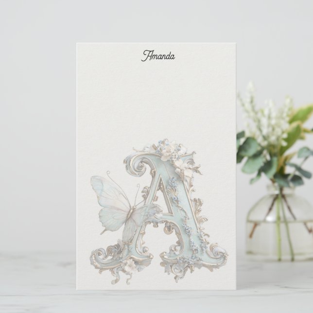 Papelería Letra A Decorada Artísticamente (Anverso de pie)
