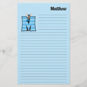 Papelería Letra azul moose mongram M lentada