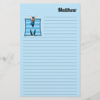Papelería Letra azul moose mongram M lentada