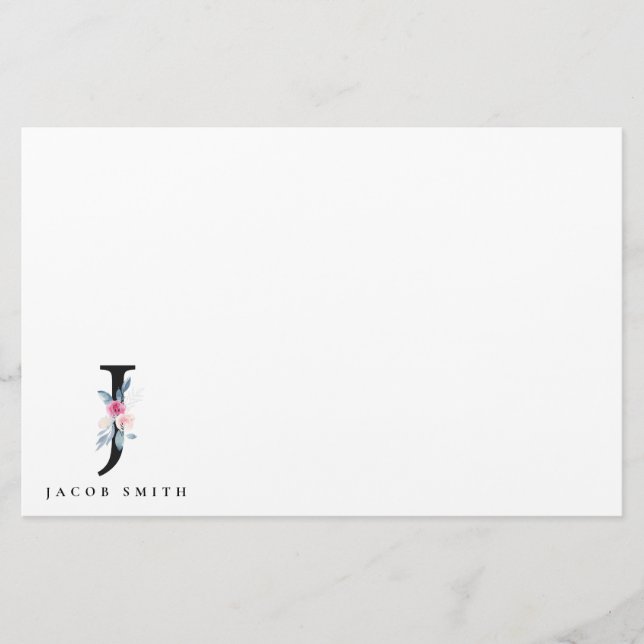 PAPELERÍA LETRA DE NOMBRE DE ALFABETAS DE FLORES AZULES DE R (Anverso)