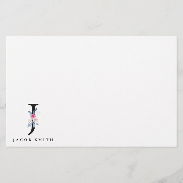 PAPELERÍA LETRA DE NOMBRE DE ALFABETAS DE FLORES AZULES DE R (Anverso)