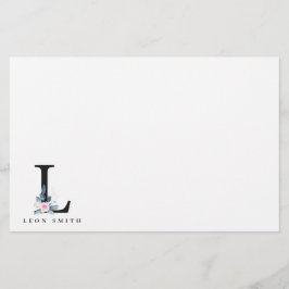 PAPELERÍA LETRA DE NOMBRE DE ALFABETAS DE FLORES AZULES DE R