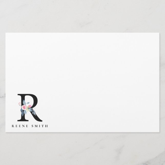 PAPELERÍA LETRA DE NOMBRE DE ALFABETAS DE FLORES AZULES RUBO (Anverso)