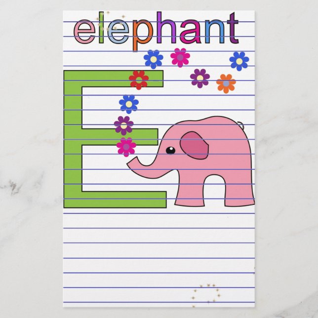 Papelería Letra elefante e (Anverso)