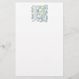 Papelería Letra H Monograma Fleur de lis